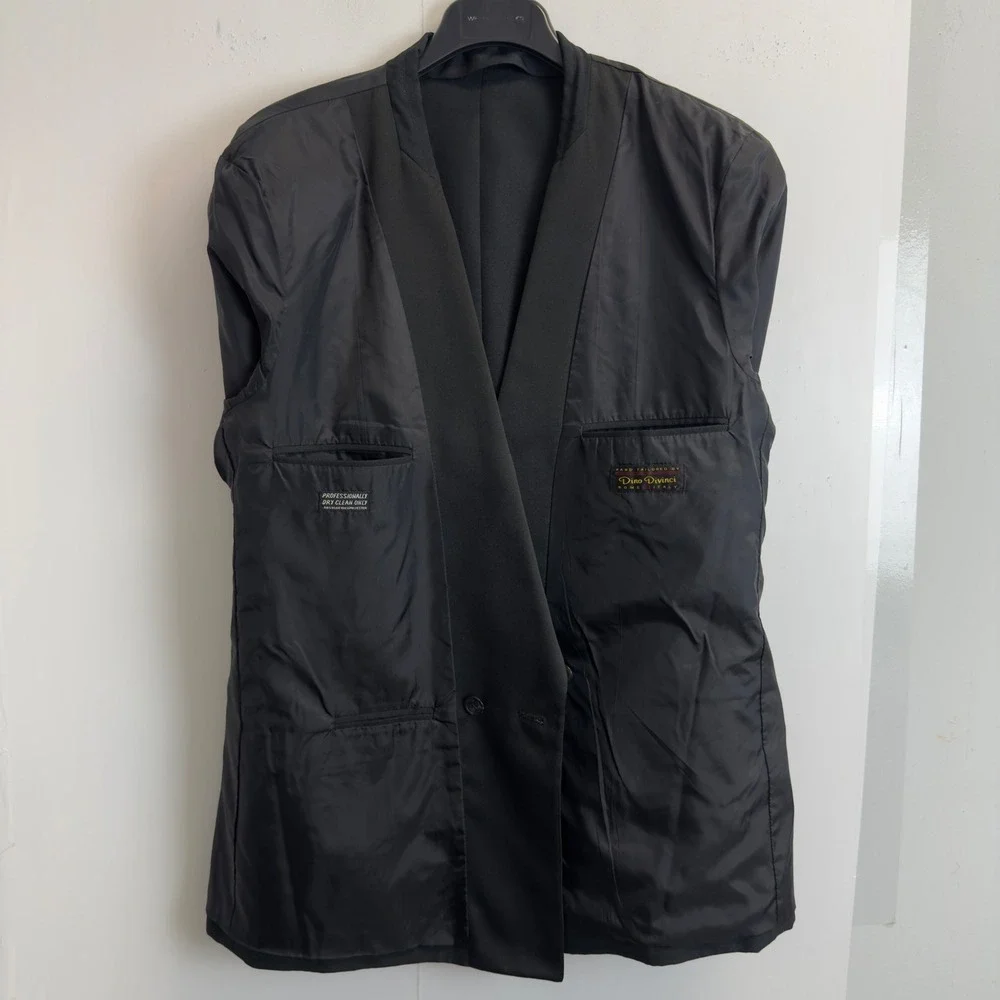 Dino Divinci Mens 44L Double Breasted Tuxedo Jacket Satin Peak Lapel‎ Blazer